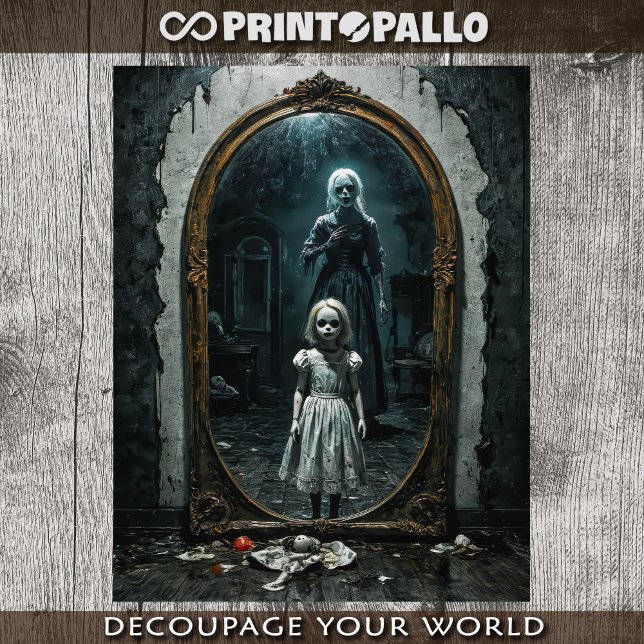 Gothic cursed doll coming out from a mirror  tissue paper (Creator Uploaded)