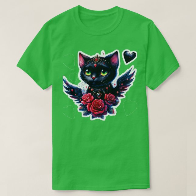 Gothic cute Cat goth valentines day Sticker TShirt (Design Front)