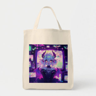 Gothic Cyberpunk Demon Fantasy Anime Girl Tote Bag