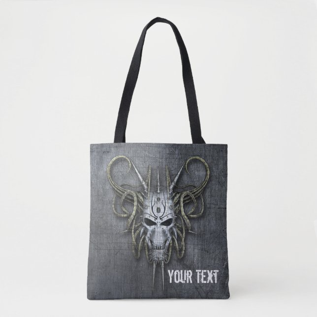 Gothic Cyborg Skull Custom Tote Bag (Front)