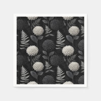 Gothic Dahlia and Fern Seamless Woodcut Pattern