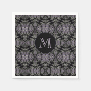 Gothic Damask Lavender Sage Fern Pattern Monogram  Napkin
