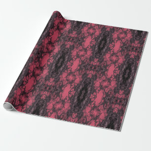 Gothic Damask Pink Lace Pattern Craft Wrapping Paper