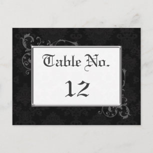 Gothic Damask Table Number in Black & White Postcard