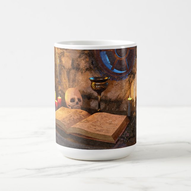 Gothic Dark Academia Candlelit Study Art Coffee Mug (Center)