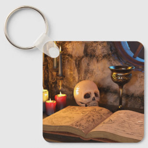 Gothic Dark Academia Candlelit Study Art Key Ring