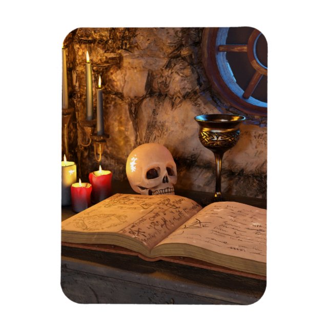Gothic Dark Academia Candlelit Study Art Magnet (Vertical)