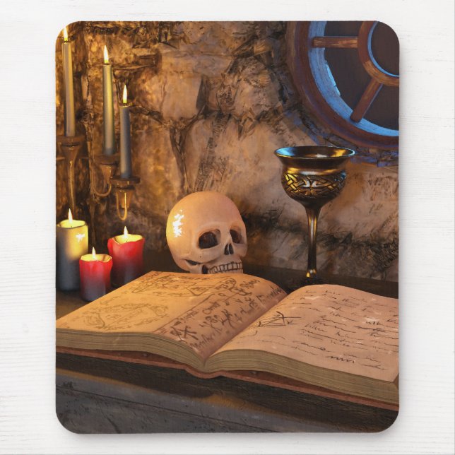 Gothic Dark Academia Candlelit Study Art Mouse Pad (Front)