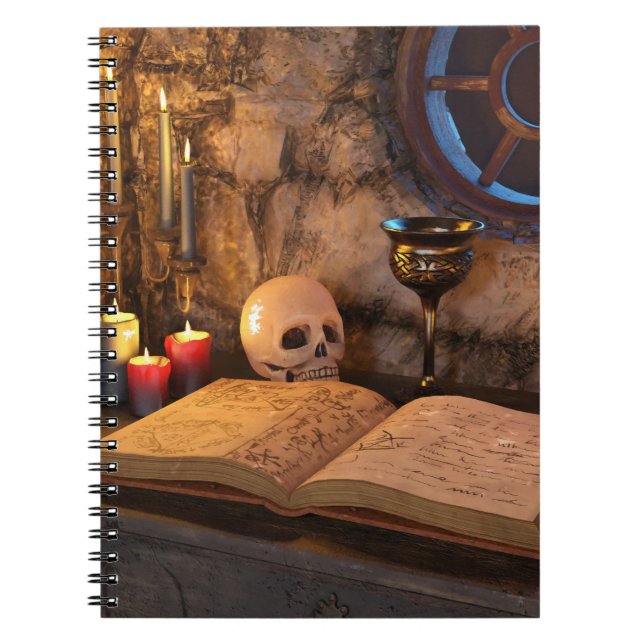 Gothic Dark Academia Candlelit Study Art Notebook (Front)