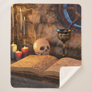 Gothic Dark Academia Candlelit Study Art Sherpa Blanket
