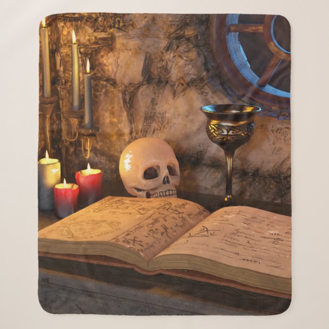 Gothic Dark Academia Candlelit Study Art Sherpa Blanket (Front)
