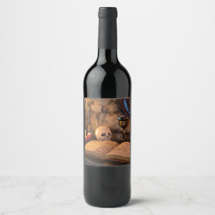 Gothic Dark Academia Candlelit Study Art Wine Label