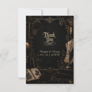 Gothic Dark Academia Library Book Wedding Thank You Card