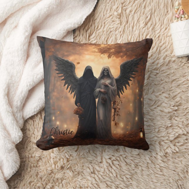 Gothic Dark Angel Couple Cushion (Blanket)
