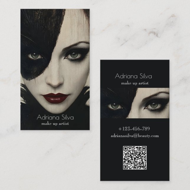 Gothic Dark Beauty make up artist Business Card (Front/Back)