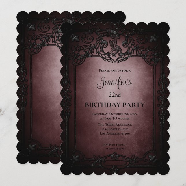 Gothic Dark birthday invitation (Front/Back)