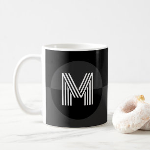 Gothic Dark Black Grey Geometric Modern Monogram Coffee Mug