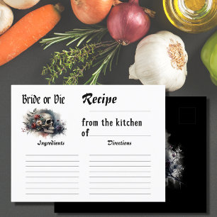 Gothic Dark Bride or Die Bridal Shower Recipe Postcard