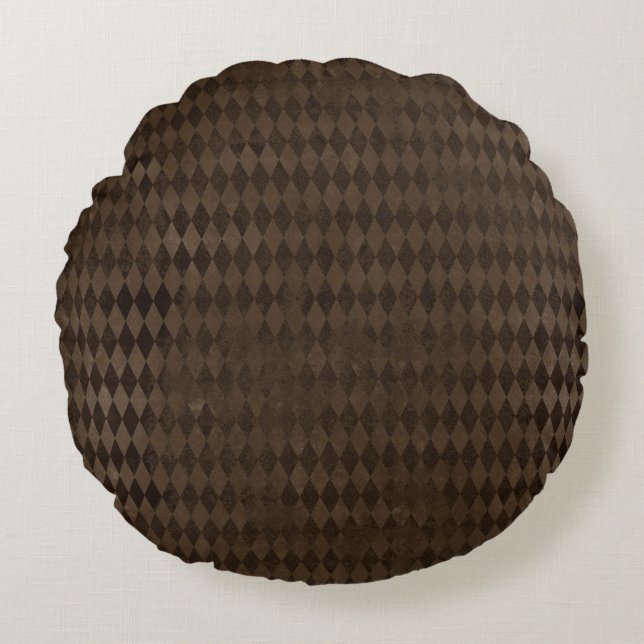 Gothic Dark Brown Harlequin   Round Cushion (Front)