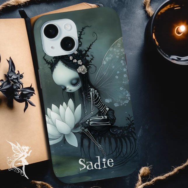 Gothic Dark Fantasy Fairy Skeleton Custom Name Case-Mate iPhone Case (Creator Uploaded)