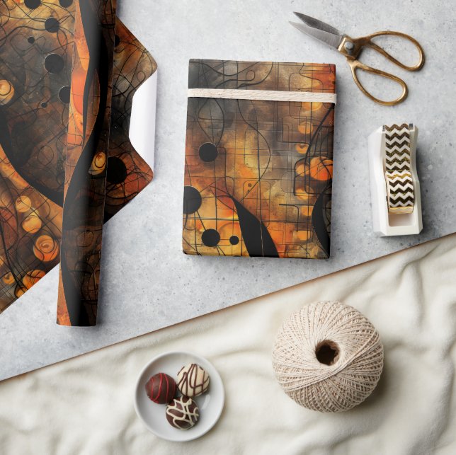 Gothic Dark Feeling Black Yellow Wrapping Paper (Crafts)