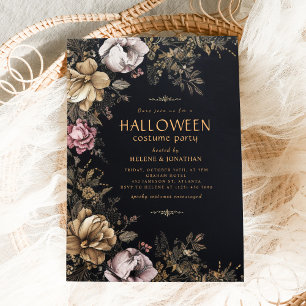 Gothic Dark Floral Adult Halloween Party Invitation