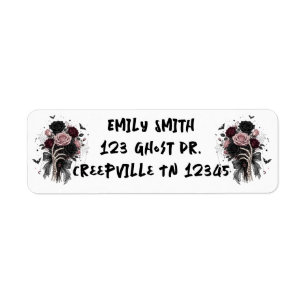Gothic Dark Floral Skeleton Hands Return Address Label