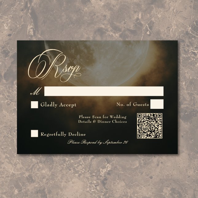 Gothic Dark Full Moon Arch Wedding QR RSVP Card (Gothic Dark Full Moon Arch Wedding QR RSVP Card)