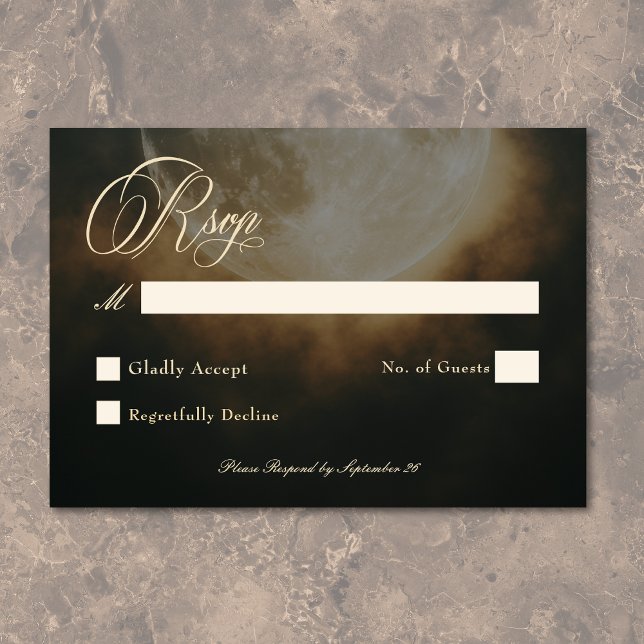 Gothic Dark Full Moon Arch Wedding RSVP Card (Gothic Dark Full Moon Arch Wedding RSVP Card)