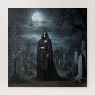 Gothic Dark Graveyard Girl Jigsaw Puzzle