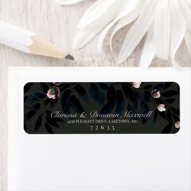 Gothic Dark Grey Boho Handfasting Return Address Label (Insitu)