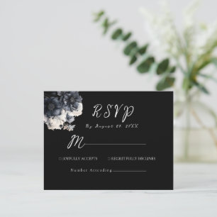 Gothic Dark Halloween Wedding Black RSVP  Postcard