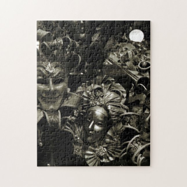 Gothic Dark Masquerade Masks Black and White Jigsaw Puzzle (Vertical)