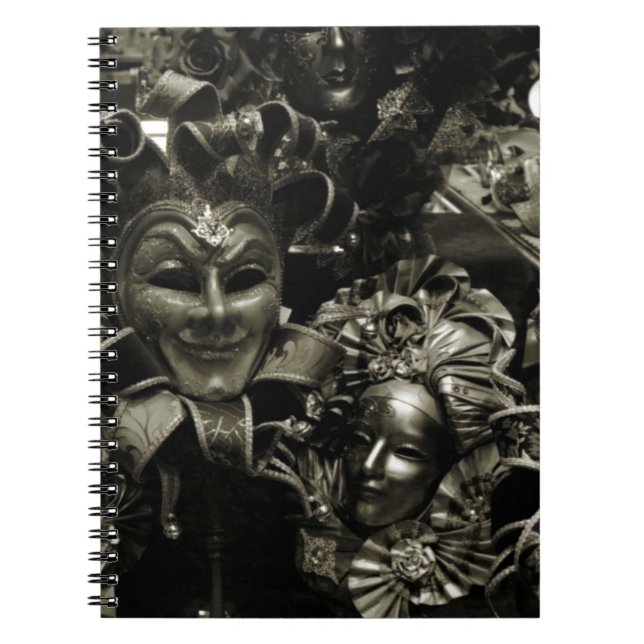 Gothic Dark Masquerade Masks Black Notebook (Front)