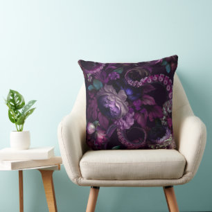 Gothic Dark Pink Tentacle With Flowers  Cushion