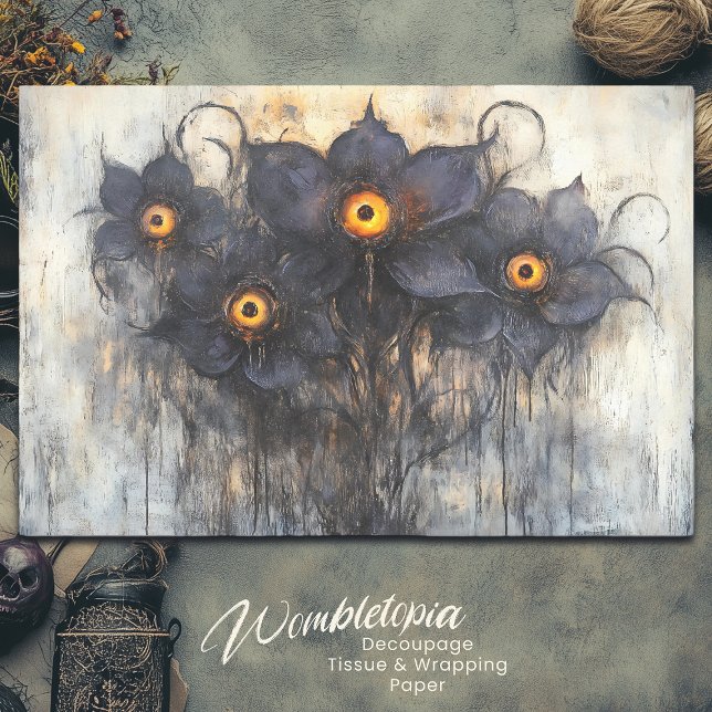 Gothic Dark Purple Fantasy Eye Flowers Decoupage Tissue Paper (Creator Uploaded)