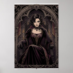 Gothic Dark Queen Vampire Royalty Fantasy Portrait Poster