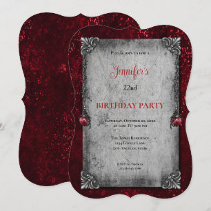 Gothic Dark Red Birthday invitation