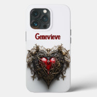 Gothic Dark Red Heart Vintage Filigree