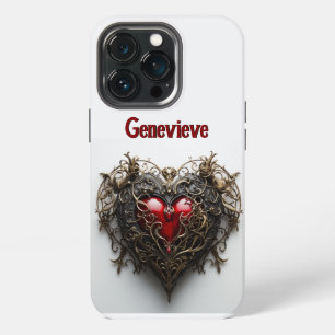 Gothic Dark Red Heart Vintage Filigree iPhone 13 Pro Case