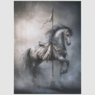 Gothic, Dark Romance Carousel Horse for Decoupage Tissue Paper