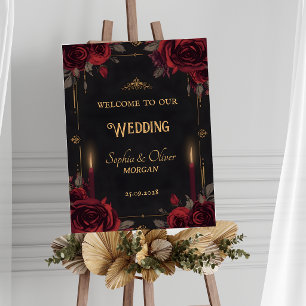 Gothic Dark Romance Elegant Wedding Welcome Sign
