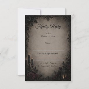 Gothic Dark Romance Wedding RSVP Card