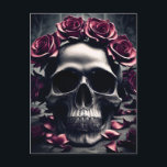 Gothic Dark Rose & Skull Poster Postcard<br><div class="desc">A dark and gothic painting of a human skull surrounded by pale gothic roses and petals,  featuring a creepy desaturated gothic atmosphere and otherworldly atmosphere,  this postcard is perfect for lovers of dark gothic skulls and dark romantic gothic flowers and roses.</div>