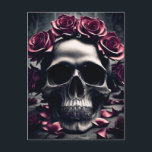 Gothic Dark Rose & Skull Poster Postcard<br><div class="desc">A dark and gothic painting of a human skull surrounded by pale gothic roses and petals,  featuring a creepy desaturated gothic atmosphere and otherworldly atmosphere,  this postcard is perfect for lovers of dark gothic skulls and dark romantic gothic flowers and roses.</div>