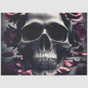 Gothic Dark Rose & Skull Tissue Paper