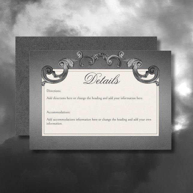 Gothic Dark Skeletons & Rose Heart Details Enclosure Card (Gothic Dark Skeletons & Rose Heart Wedding Details Card)