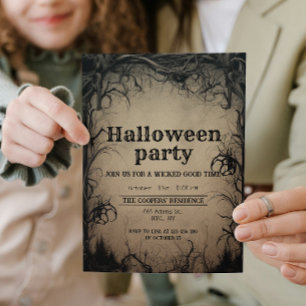 Gothic Dark Trees Creepy Halloween Party Invitation