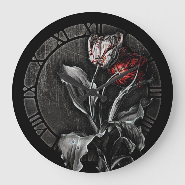 Gothic Dark tulips Large Clock (Front)