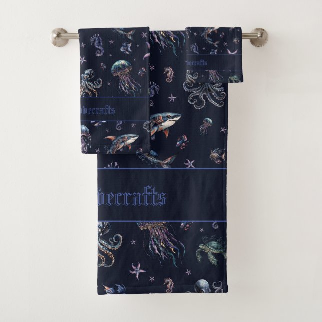 Gothic Dark Underwater World Bath Towel Set (Insitu)